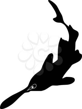 silhouette of the paddlefish on white background