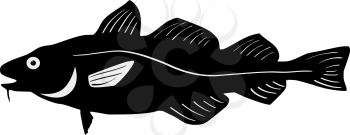 silhouette of the codfish on white background