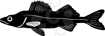 silhouette of the pike on white background
