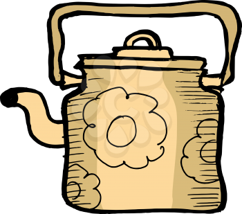 Hand drawn illustration of the vintage teapot