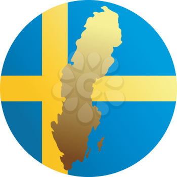 An illustration with button in national colours of Sweden