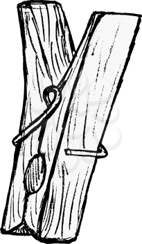 hand drawn, vector, sketch illustration of clothes pegs