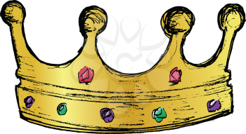 hand drawn, vector, sketch illustration of crown