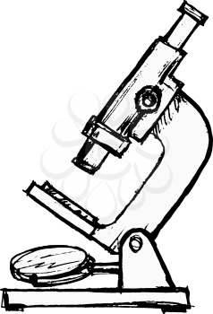 hand drawn, vector, sketch illustration of microscope