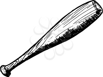hand drawn, vector, sketch illustration of baseball bat