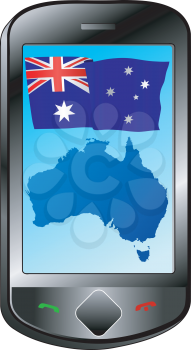 Mobile phone with flag and map of Australia