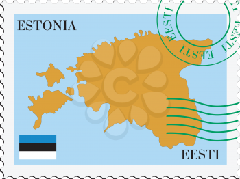 Image of stamp with map and flag of Estonia