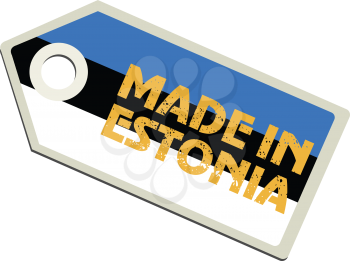vector illustration of label with flag of Estonia