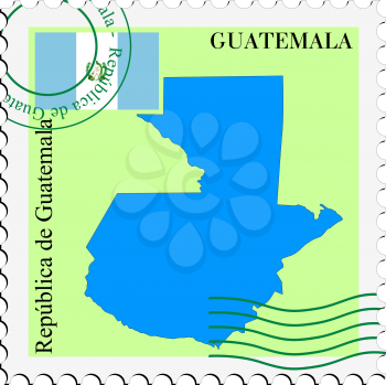 Image of stamp with map and flag of Guatemala