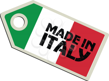 vector illustration of label with flag of Italy