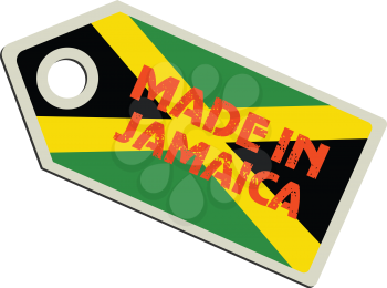 vector illustration of label with flag of Jamaica