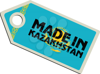 vector illustration of label with flag of Kazakhstan