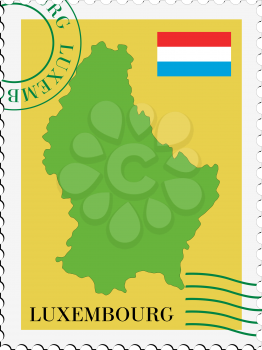 Image of stamp with map and flag of Luxemburg
