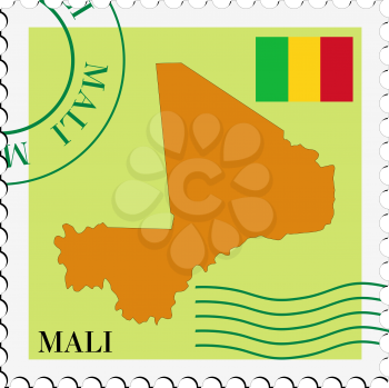 Image of stamp with map and flag of Mali