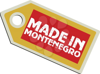 vector illustration of label with flag of Montenegro