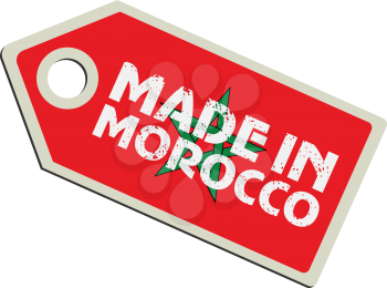 vector illustration of label with flag of Morocco