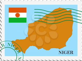 Image of stamp with map and flag of Niger