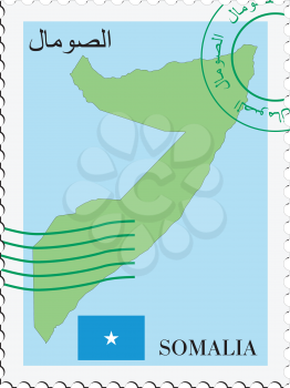 Image of stamp with map and flag of Somalia