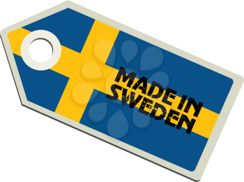 vector illustration of label with flag of Sweden