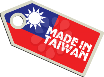 vector illustration of label with flag of Taiwan