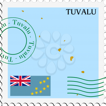 Image of stamp with map and flag of Tuvalu