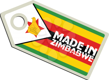 vector illustration of label with flag of Zimbabwe