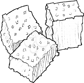 Hand drawn, vector, cartoon illustration of cubs of sugar