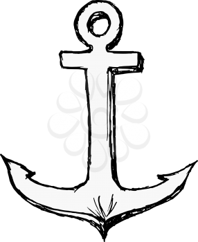 hand drawn, vector, sketch illustration of anchor