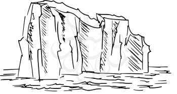 hand drawn, cartoon, sketch illustration of iceberg
