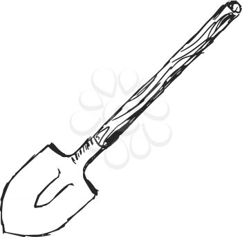 hand drawn, sketch, cartoon illustration of spade