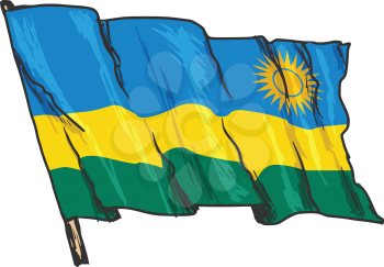 hand drawn, sketch, illustration of flag of Rwanda