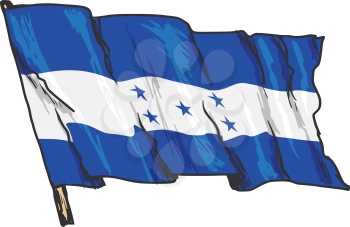 hand drawn, sketch, illustration of flag of Honduras