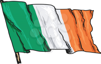 hand drawn, sketch, illustration of flag of Ireland