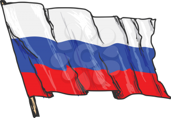 hand drawn, sketch, illustration of flag of Russia