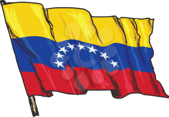 hand drawn, sketch, illustration of flag of Venezuela