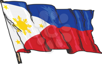 hand drawn, sketch, illustration of flag of Philippines