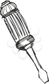sketch, doodle, hand drawn illustration of screwdriver