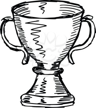 sketch, doodle, hand drawn illustration of trophy cup