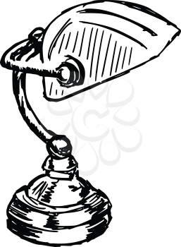 sketch, doodle, hand drawn illustration of bankers lamp