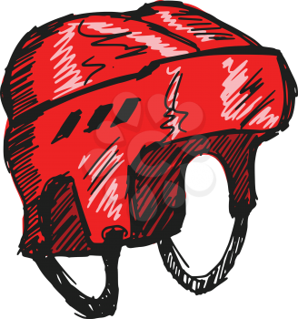 sketch, doodle, hand drawn illustration of hockey helmet