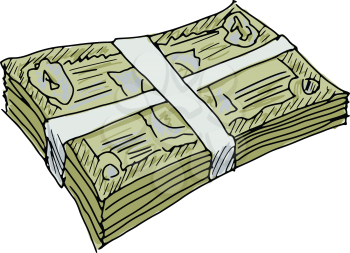 sketch, doodle illustration of bundle of money