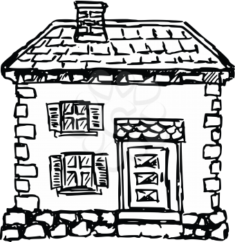 sketch, doodle illustration of old house