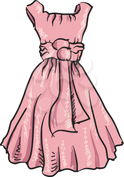 hand drawn, sketch illustration of pink dress