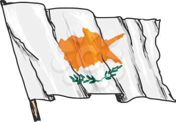 hand drawn, sketch, illustration of flag of Cyprus