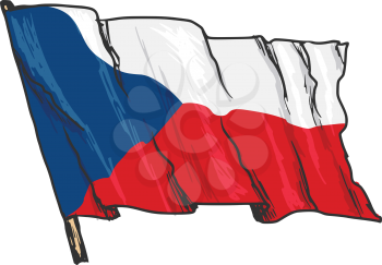 hand drawn, sketch, illustration of flag of Czech Republic