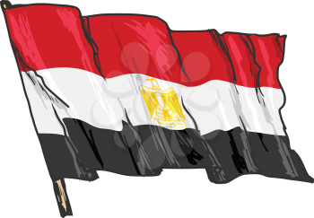 hand drawn, sketch, illustration of flag of Egypt