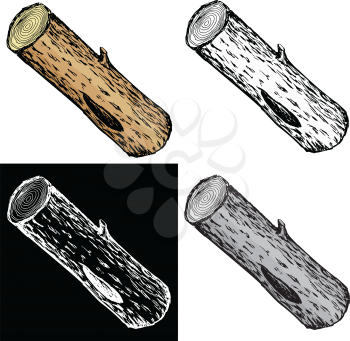 Editable vector illustrations in variations. Wood log