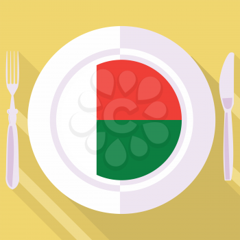 plate in flat style with flag of Madagascar