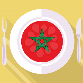 plate in flat style with flag of Morocco