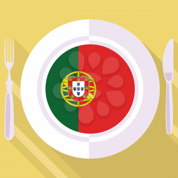 plate in flat style with flag of Portugal